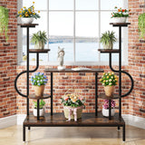 8-Tier Metal Plant Stand, Large Tall Plant Shelf for Multiple Plants, Round & Square Boards