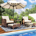 5 Pieces Outdoor Patio Wicker Chairs Set with Ottoman