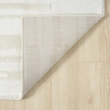 Cream Area Rug 8x10 - Textured Linear Design for Living Room & Bedroom
