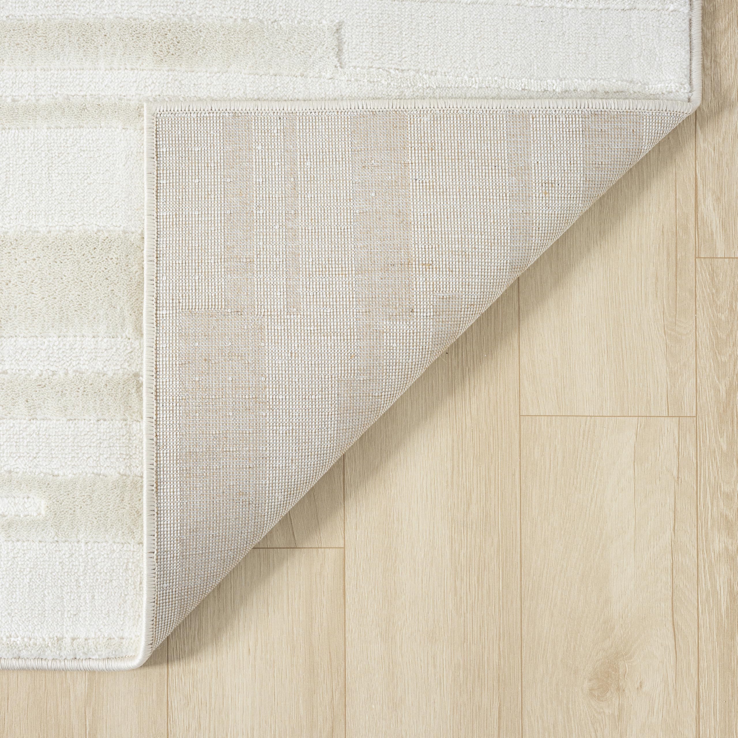 Abani Cream Area Rug - 8' x 10' - Living Room & Bedroom - Textured Linear Design - Indoor Use - Easy to Clean, Non-Shedding - Neutral Collection