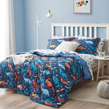 Kids Queen Dinosaur Bedding Set - 7 Piece Comforter Set with Sheets