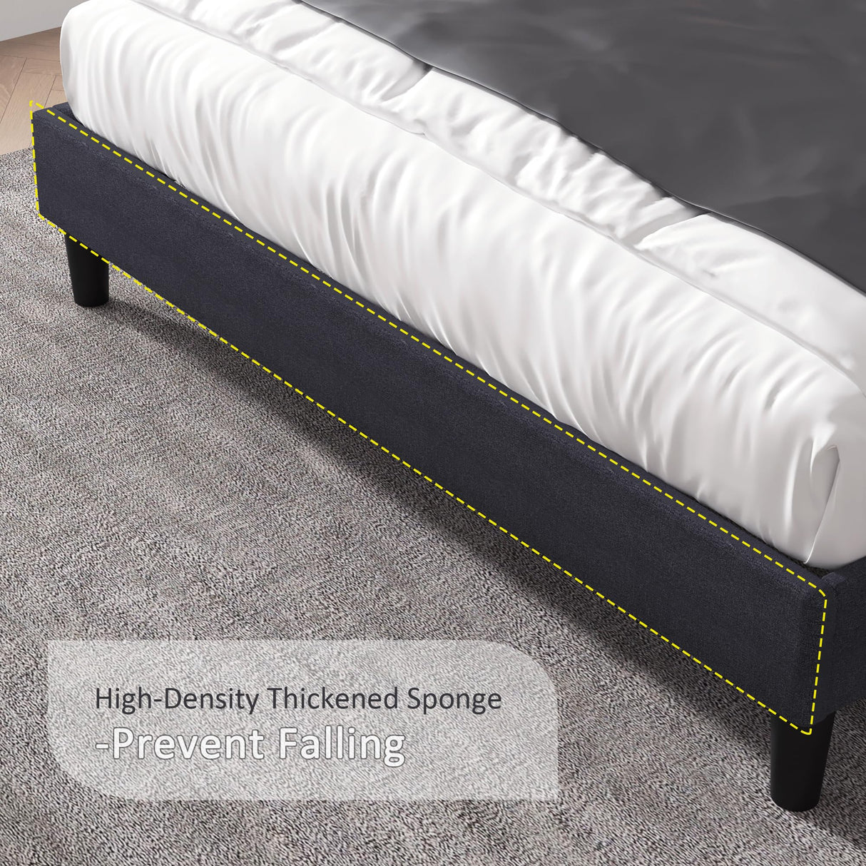 Queen Bed Frame with Type-C & USB Port, Wingback Headboard, Upholstered Platform