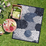 Indoor/Outdoor Rug, Navy Blue 6’x9’ Floral Exotic Tropical Area Rugs for Indoor and Outdoor