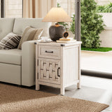 Farmhouse End Table, Side Table with Drawer and Storage Cabinet, Sofa Table