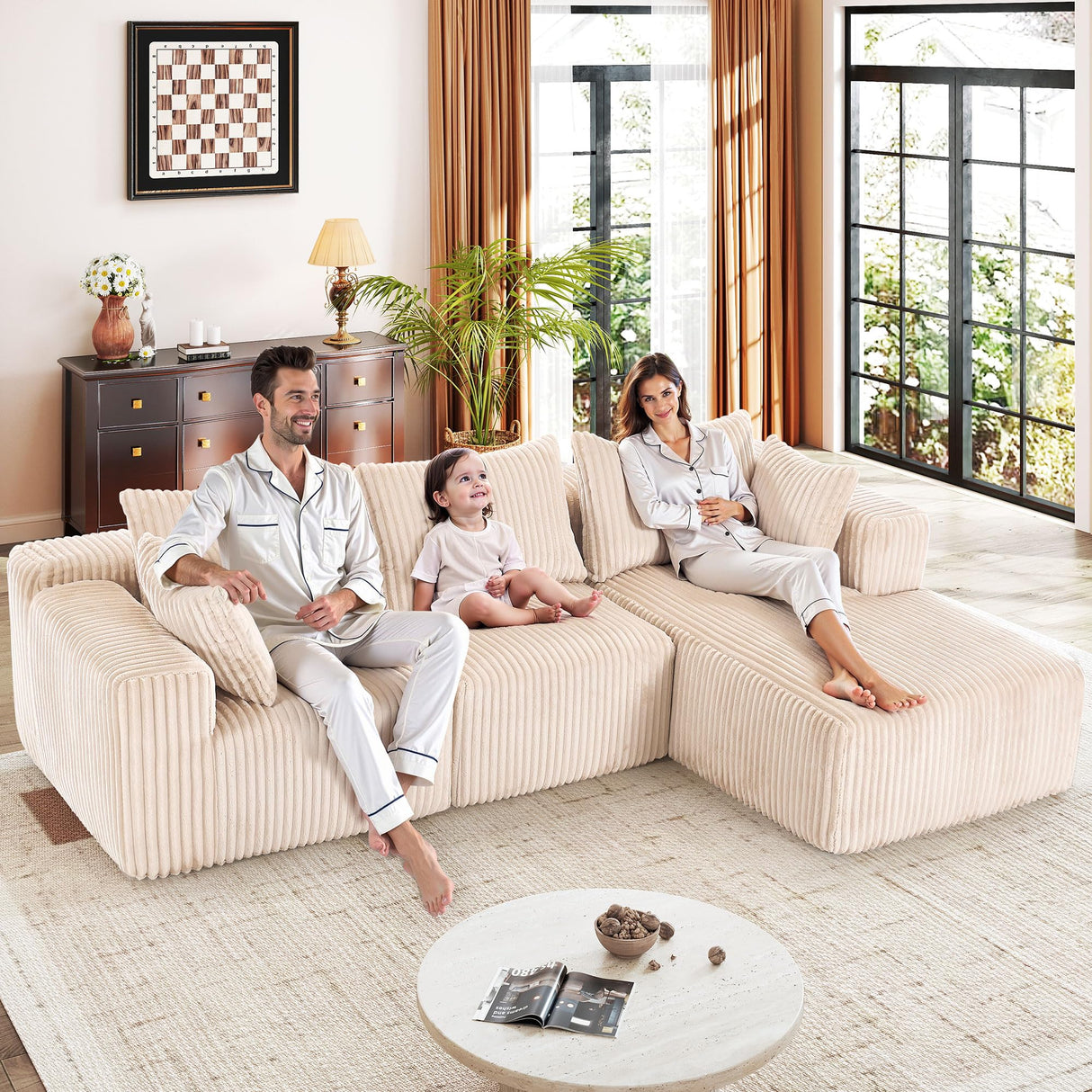 Modular Sectional Sofa with L-Shape Chaise, Cloud Sofa Living Room Bedroom Upholstered