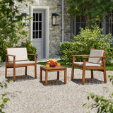 Patio Set 3 Piece Acacia Wood Outdoor Furniture Conversation Seat