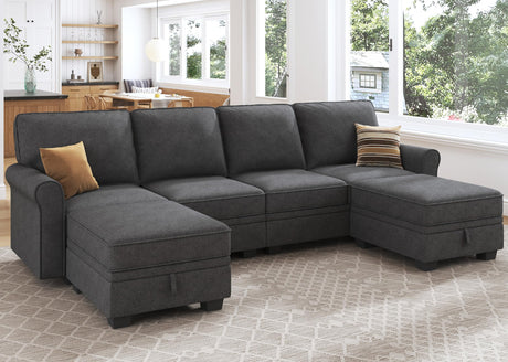 Sectional Sofa with Storage Seat U Shaped Sectional Couch with Reversible Chaise