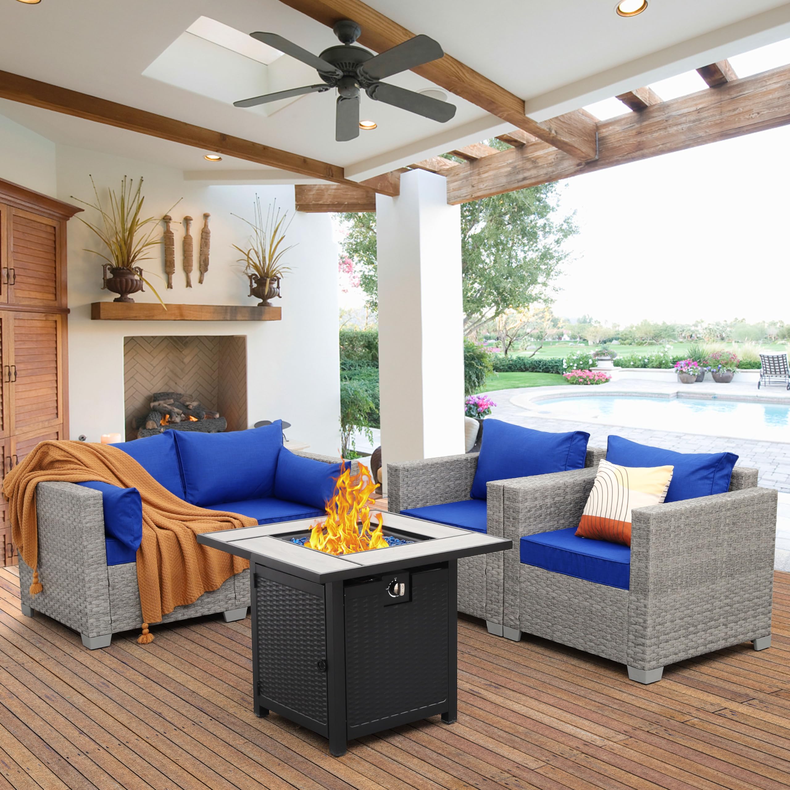 Patio Loveseat Outdoor Wicker Small Couch PE Rattan 2-Seater Furniture Sofa