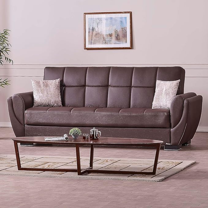 95" Convertible Sofa Bed with Storage, Firm, Fabric, 3 Seater