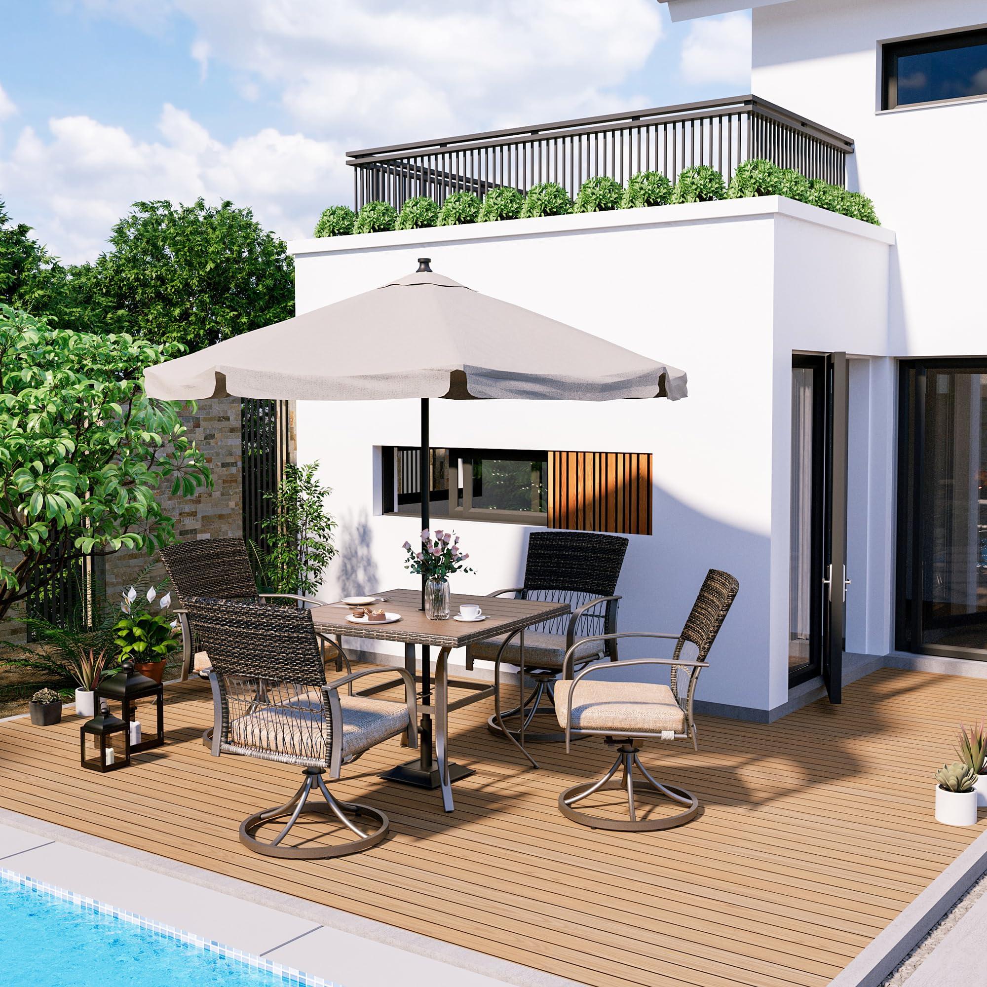 Outdoor Wicker Furniture Set for Backyard Garden Deck