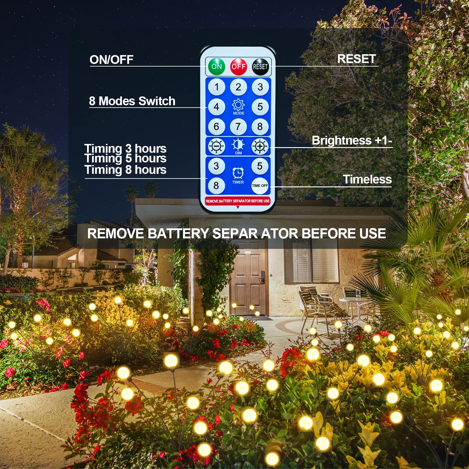 6 Pack Firefly Lights Solar Outdoor, Swaying Solar Garden Lights