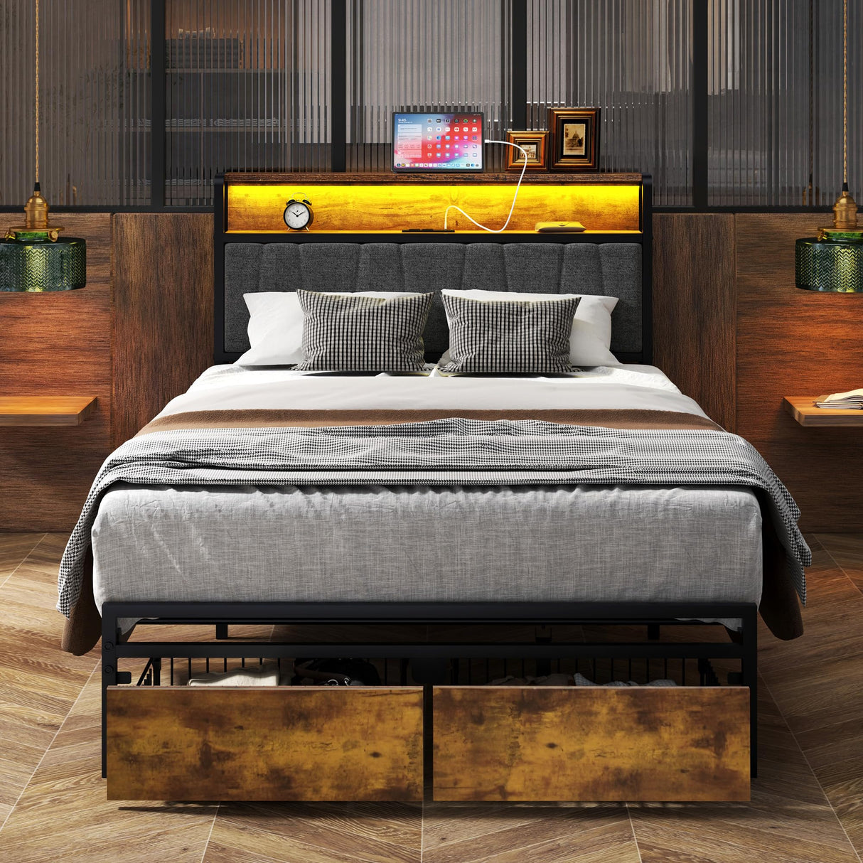 Twin Bed Frames with Headboard, Upholstered Twin Size Bed Frames