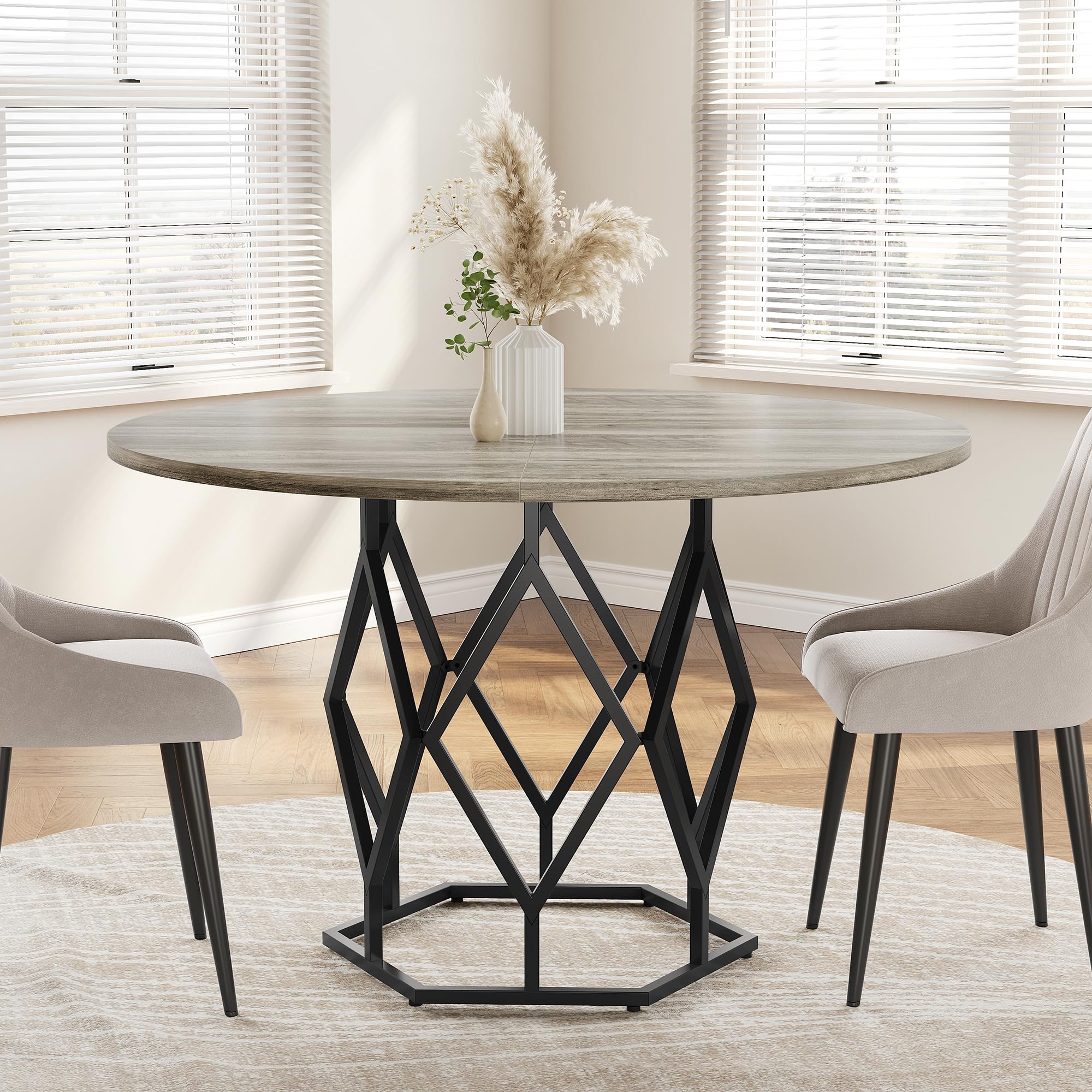 47-Inch Round Dining Table for 4-6 People