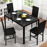 Dining Room Table Set for 4, 5-Piece Kitchen Table Chairs Set of 4, Glass Dining Table & PU Leather Chairs,