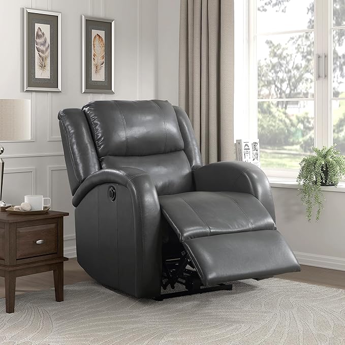 Leather Wall-Hugger Power Recliner, Brown