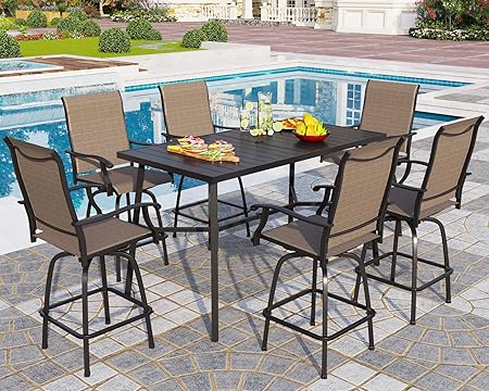 7 Piece High Patio Bar Dining Set,