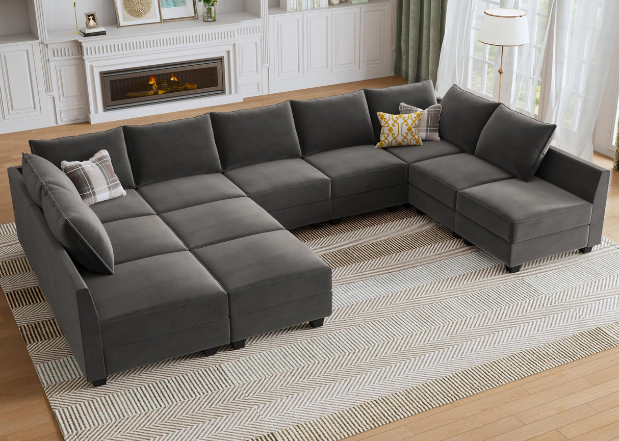 Modular Sectional Sleeper Sofa Couch with Ottoman Velvet Modular Sofa with Storage Seat onvertible Sleeper