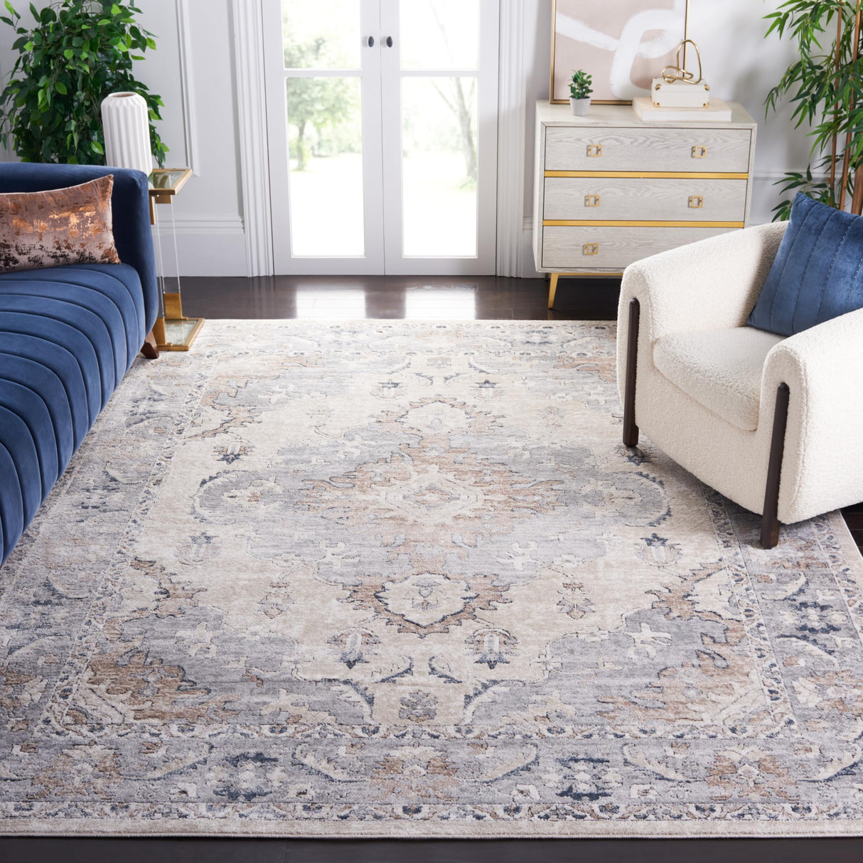 Oregon Area Rug 9' x 12' - Beige & Grey Oriental Distressed Design