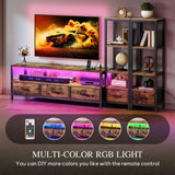 65 Inch TV Stand with LED Lights and Power Outlets