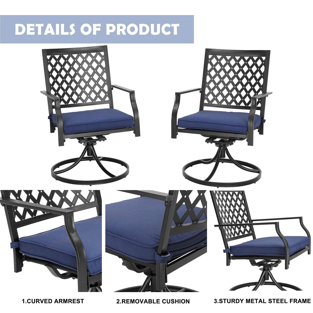 Outdoor Dining Chairs with Cushion Set of 2