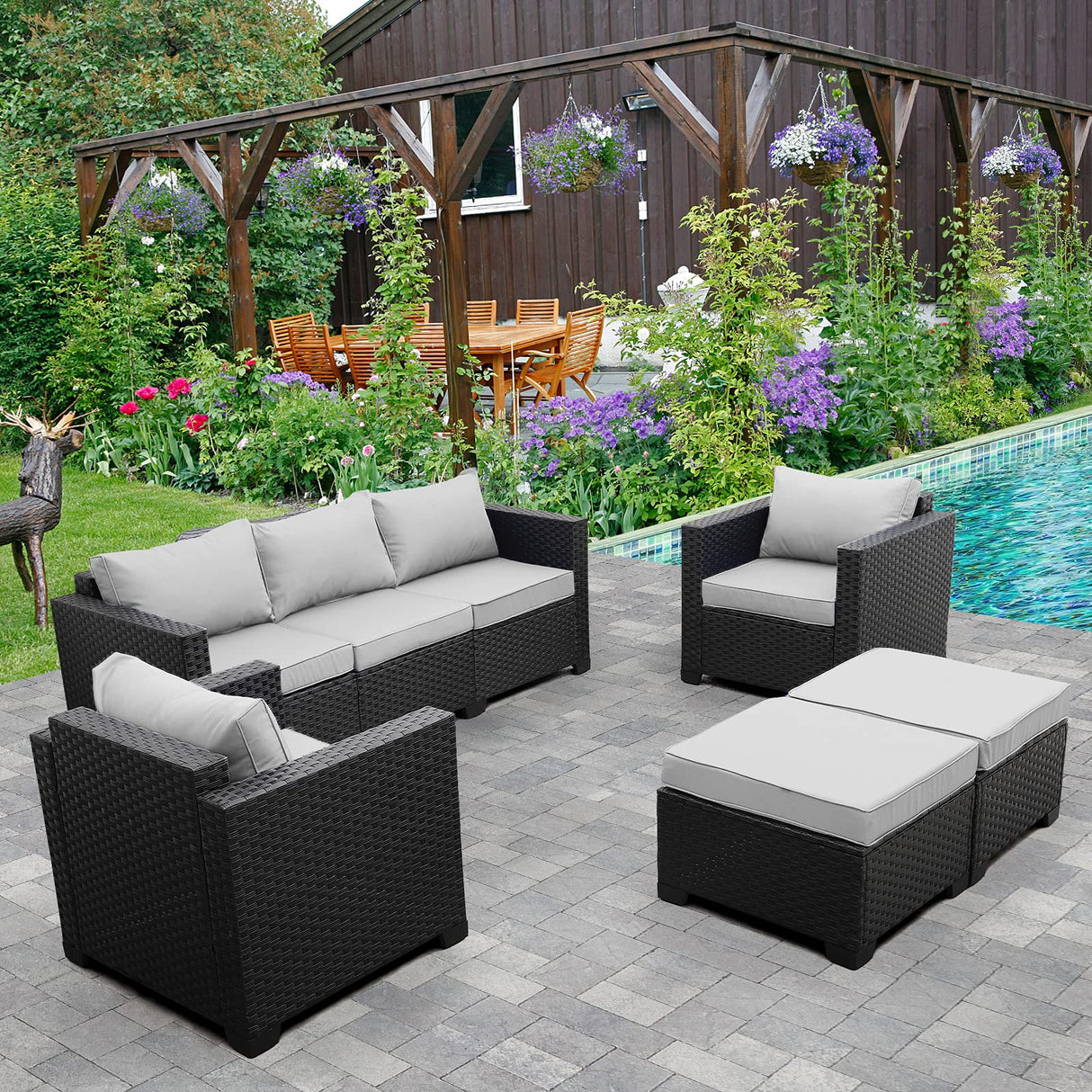 Outdoor Wicker Furniture Couch Set  Patio Furniture Sectional Sofa