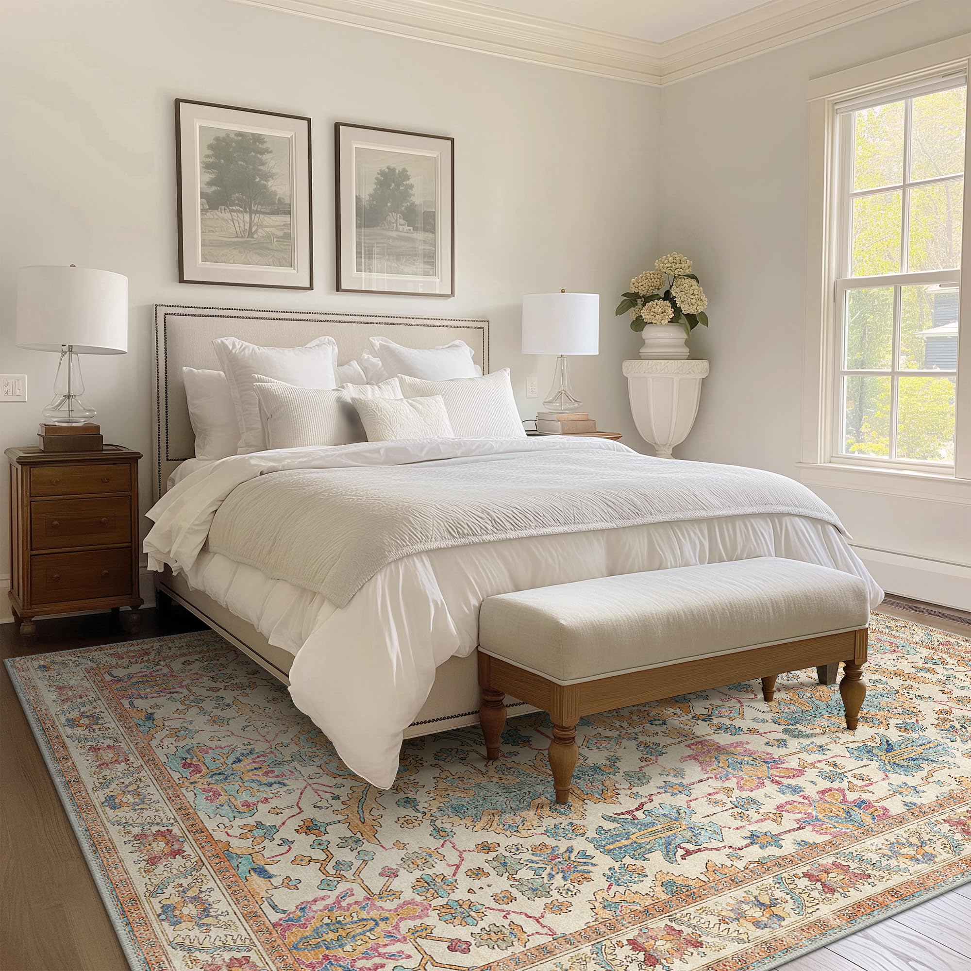 8x10 Area Rugs for Living Room, Machine Washable Rug Lightweight Low Pile