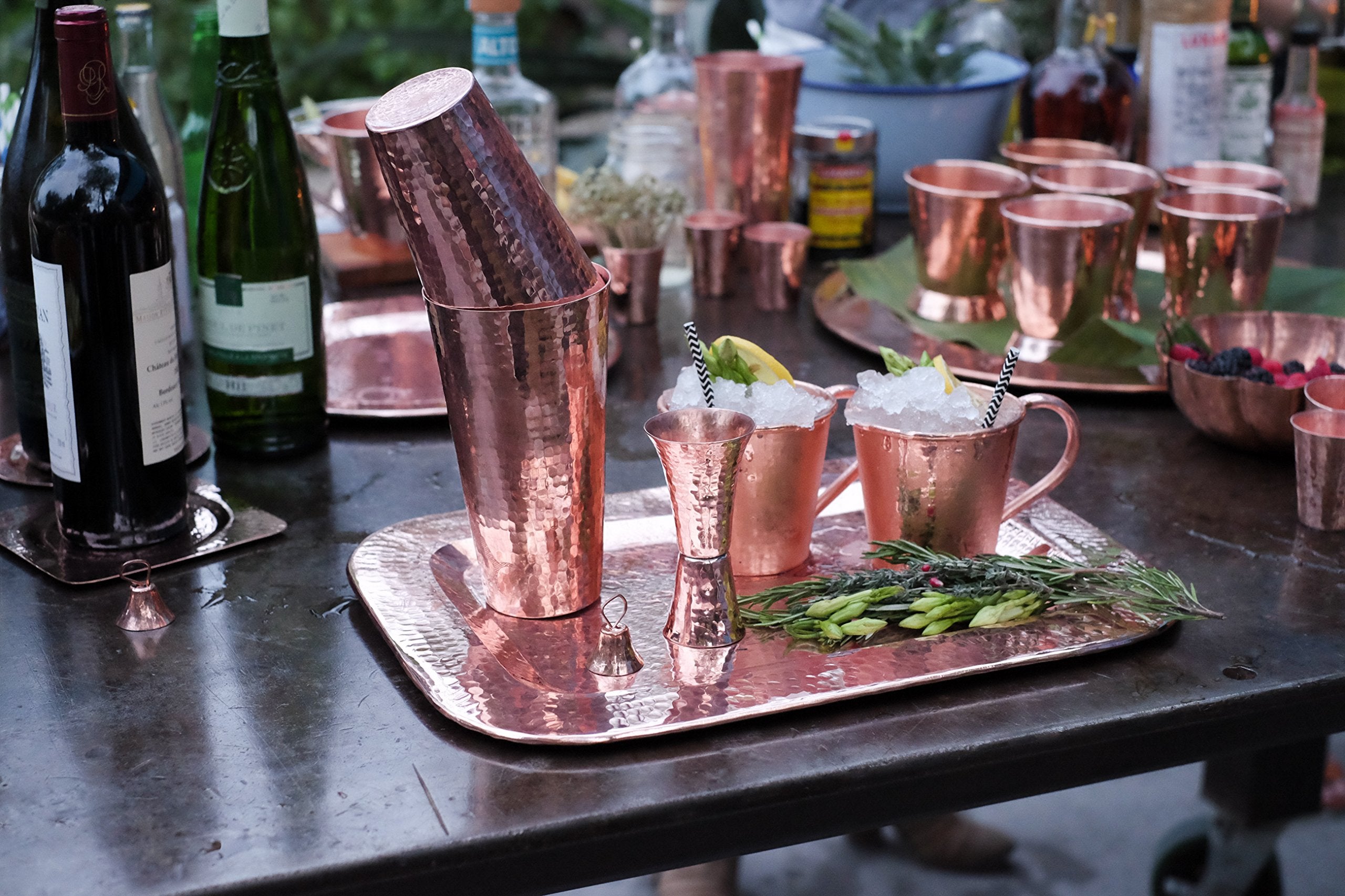 Boston Maraka Cocktail Shaker Set, Hand Hammered 100% Pure Copper