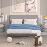 Platform Queen Bed Frame Upholstered Beds with Height-Adjustable Cotton