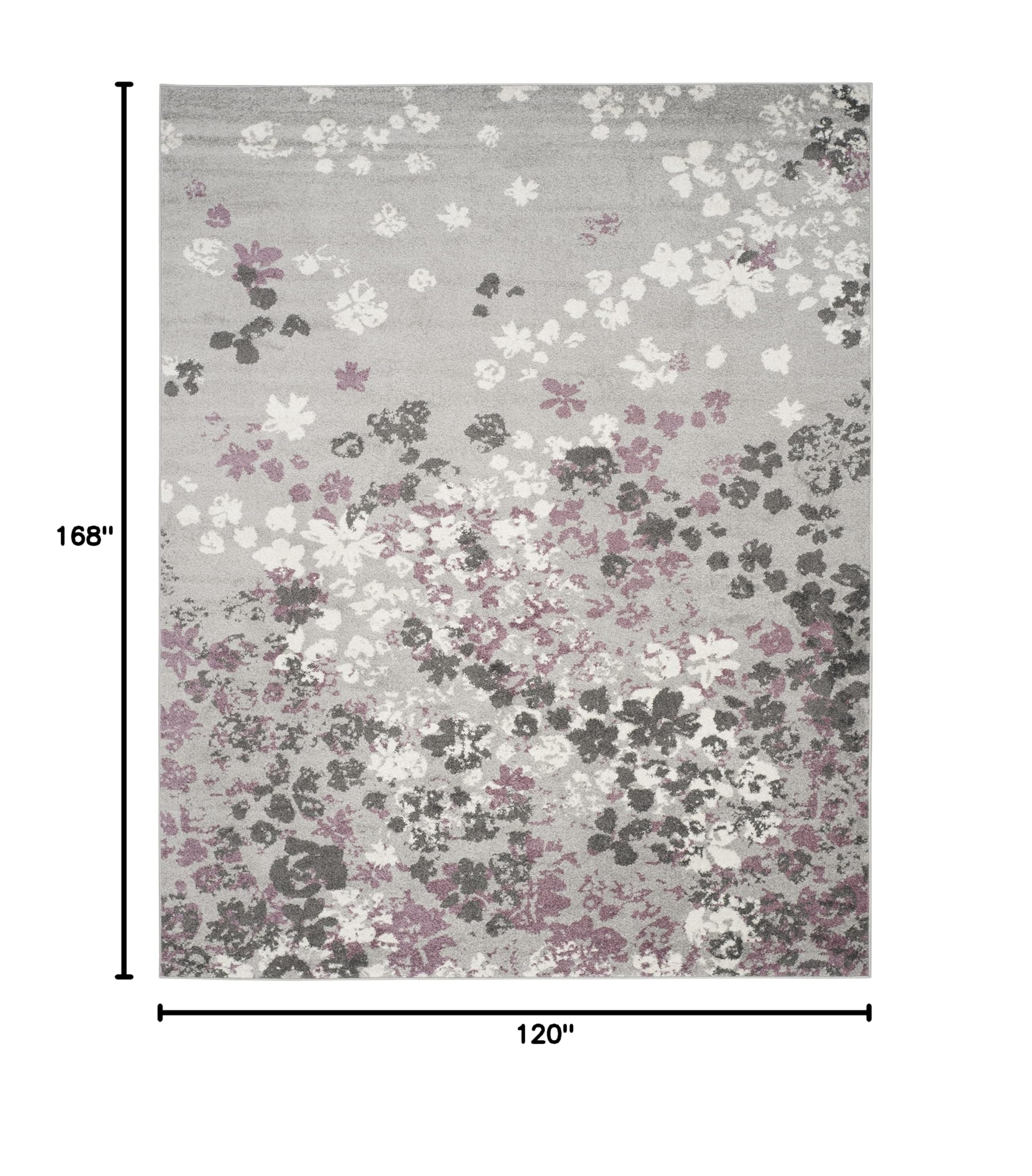 SAFAVIEH Adirondack Collection Area Rug - 10' x 14', Light Grey & Purple, Floral Design, Non-Shedding & Easy Care, Ideal for High Traffic Areas in Living Room, Bedroom (ADR115M)