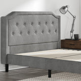 Kellen Upholstered Scalloped Platform Bed Frame / Mattress Foundation / Wood Slat