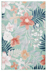 Cabana Collection Area Rug - 10' x 14', Green & Rust, Floral Tropical Design
