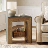 End Table for Living Room, 2-Tier Sofa Side Table with Glass Storage Shelf