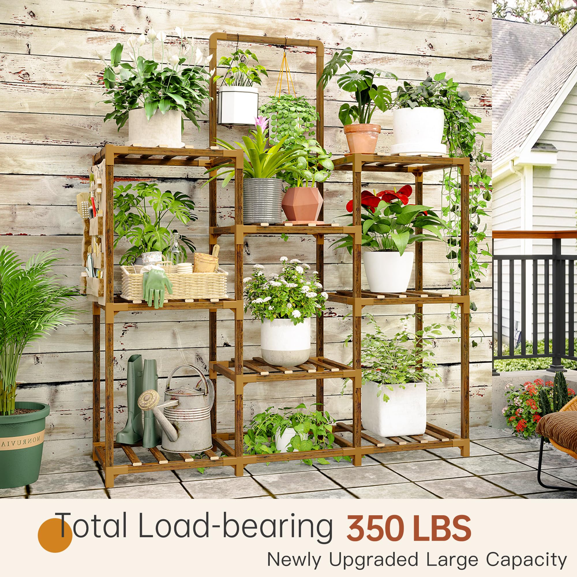 EverBloom 3-Row Large Wooden Plant Stand