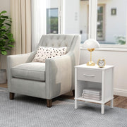 End Table Set of 2, White Nightstand with Fabric Drawer, Bed Side Table,Side Table