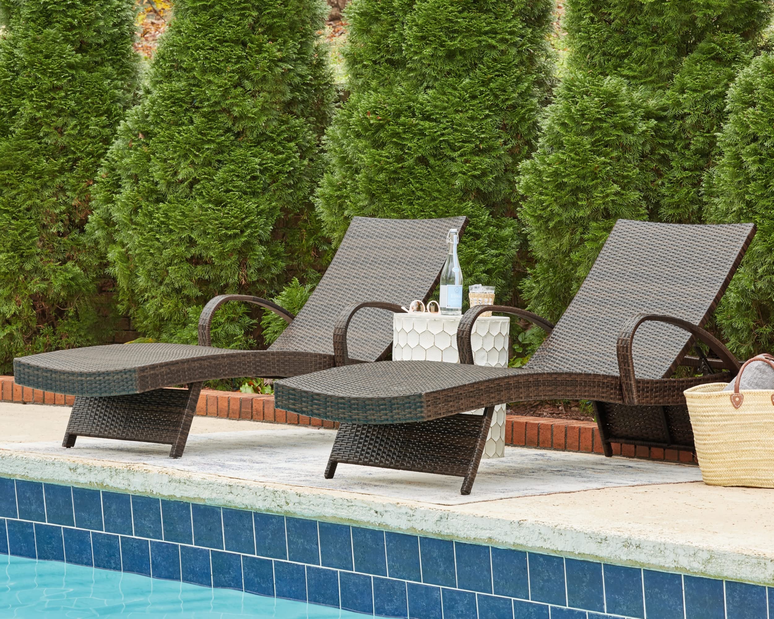 Outdoor Kantana 2 Piece Patio Wicker Chaise Lounge Set, Brown