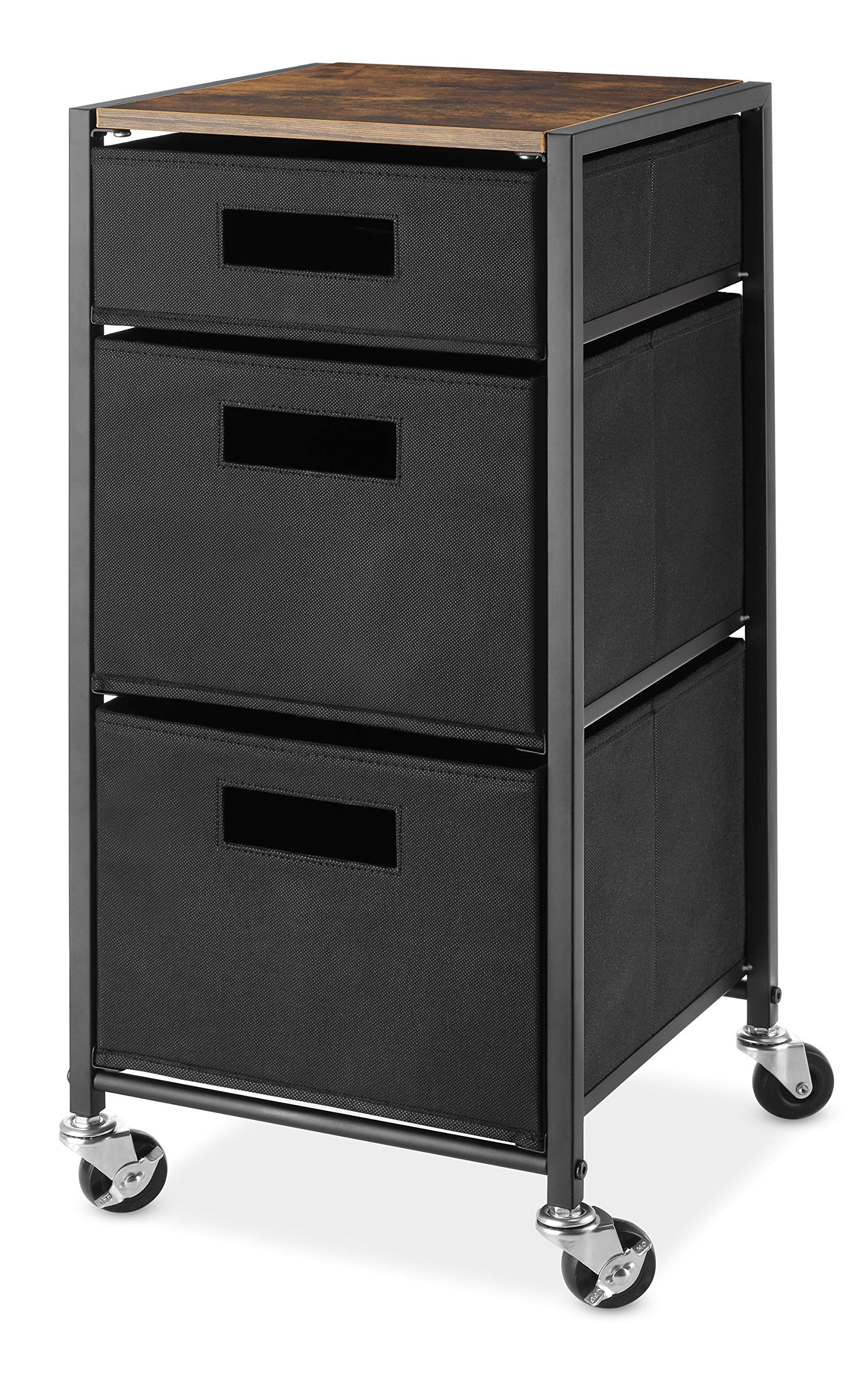 Rolling 3-Drawer Storage Utility Cart, Brown