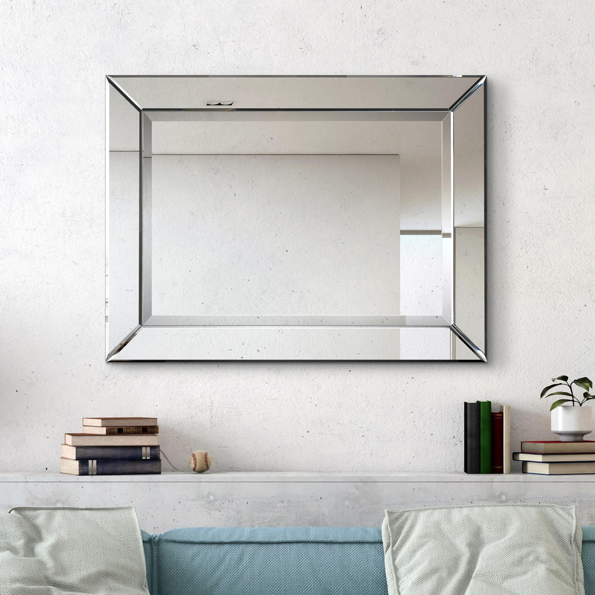 Solid Wood Framed Wall Mirror, Wall-Mounted Mirrors, 1"-Beveled, Bathroom Mirror