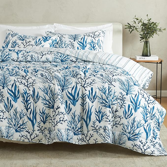 Twin Reversible Comforter Set | Down Alternative Sage Floral 2 Piece Comforter Sets