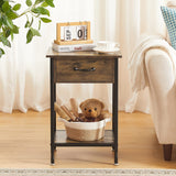 Nightstands, Industrial Side Table/End Tables with Drawer and Storage Shelf, Night Stands