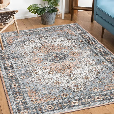 Machine Washable Rug 8x10 Area Rugs for Living Room Large Boho Bedroom Vintage