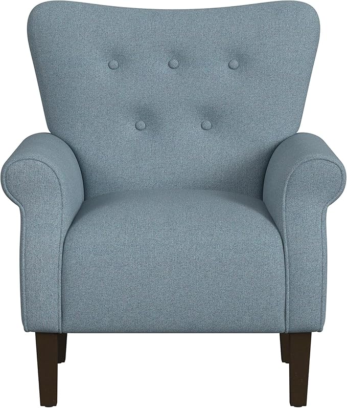 Upholstered Rolled Arm Wingback Accent Chair | Accent Chairs for Living Room & Bedroom | Decorative Home Furniture - Cream