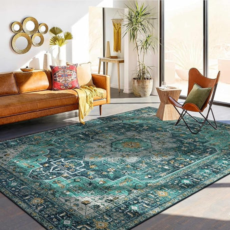 9x12 Ultra-Thin Vintage Medallion Area Rug for Living Room, Bedroom, Dining Room