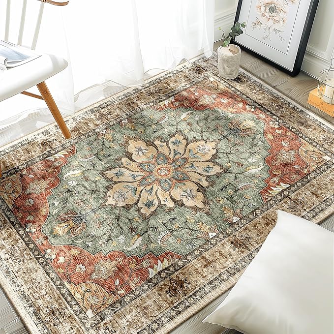Area Rugs 5x7, Washable Rug, Non-Slip, Rugs for Living Room, Kitchen Rugs, Rugs