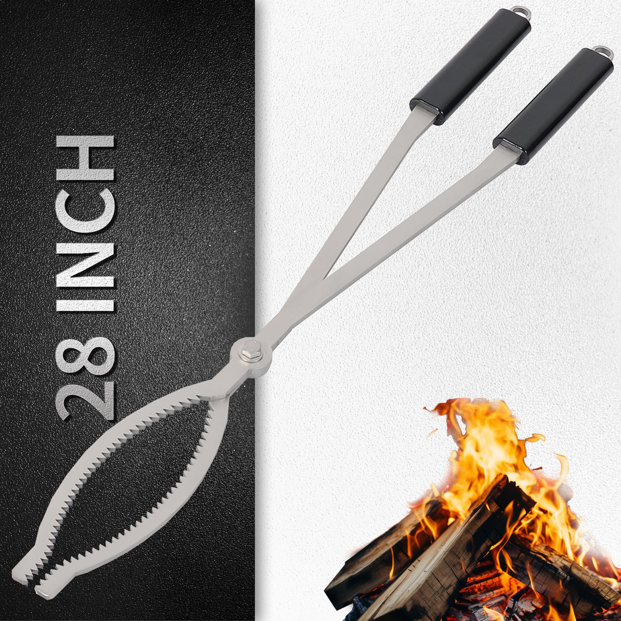 28" Fire Tongs Log Grabber for Fire Pit