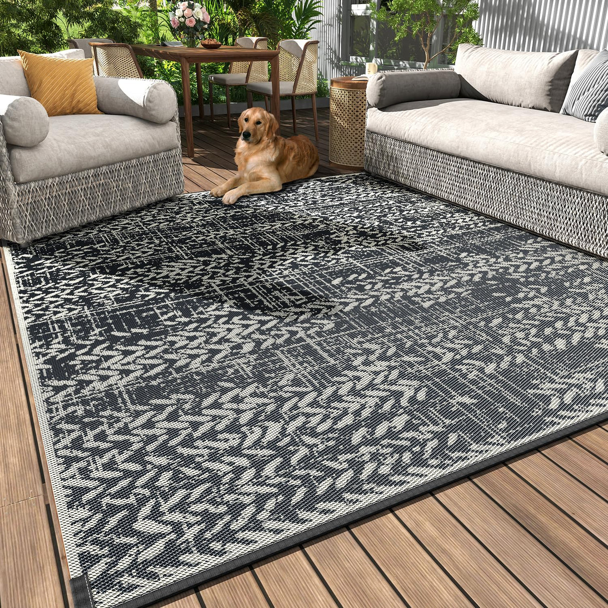 Outdoor Rug 8x10 Waterproof-Patio Rug Mat Outdoor Carpet Reversible RV Camping