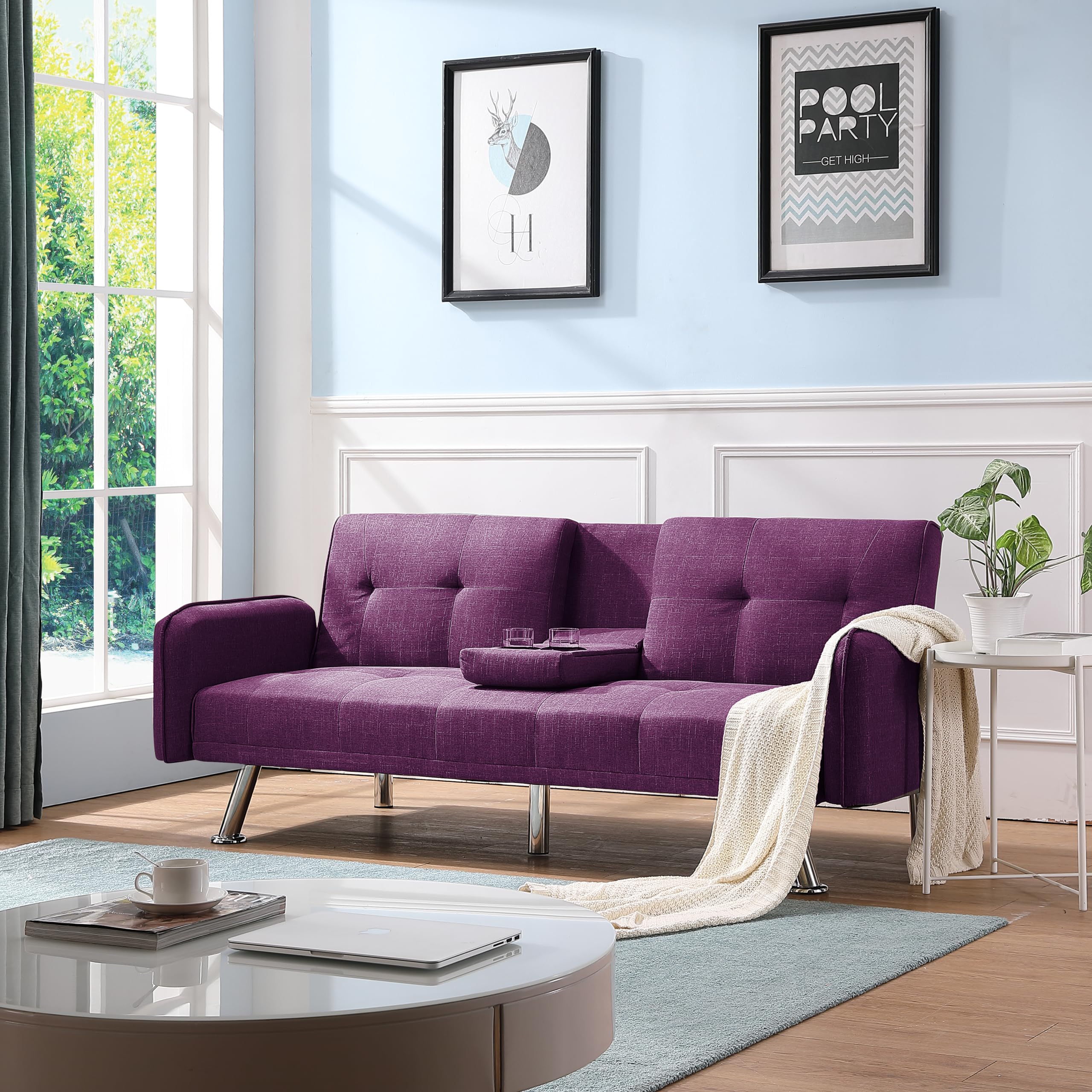 Sofa Sleeper Couch Futon Couch Bed with 2 Cup Holders