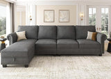 Velvet Sectional Sofa, L Shaped Sectional Couch Convertible Sofa Couch