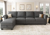 Convertible Sectional Sofa L Shape Couch with Reversible Chaise 4 Seat Sectional Sofa