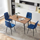 5-Piece Dining Table Set, 47 in Modern Irregular Rectangle Kitchen Table & 4 Forest Green