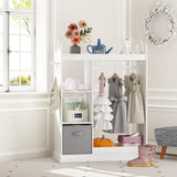 Kids Play Armoire with Mirror, Storage Bins and Closet for Dress Up and Costumes